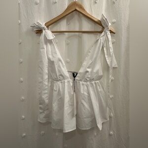 Viral Zara White Bow-Tie Blouse